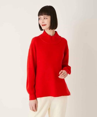 ＜HIROKO BIS (Women)＞リブネックデザインウールニットプルオーバー