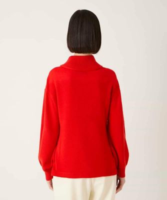 リブネックデザインウールニットプルオーバー | HIROKO BIS (Women