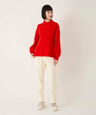 リブネックデザインウールニットプルオーバー | HIROKO BIS (Women