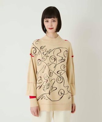 ＜HIROKO BIS (Women)＞ニュアンス刺繍アクセントニットプルオーバー