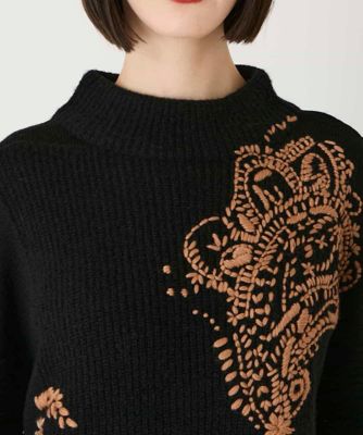ペイズリー刺繍ニットプルオーバー | HIROKO BIS (Women)/ヒロコビス