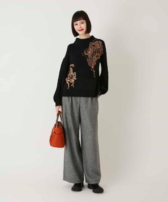 ペイズリー刺繍ニットプルオーバー | HIROKO BIS (Women)/ヒロコビス