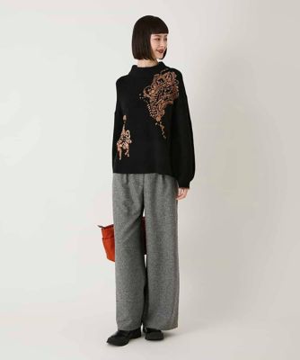 ペイズリー刺繍ニットプルオーバー | HIROKO BIS (Women)/ヒロコビス