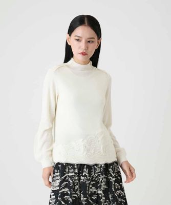 カットモチーフウールニットプルオーバー | HIROKO BIS (Women