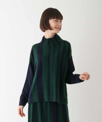 ＜HIROKO BIS (Women)＞アシンメトリーストライプニットプルオーバー