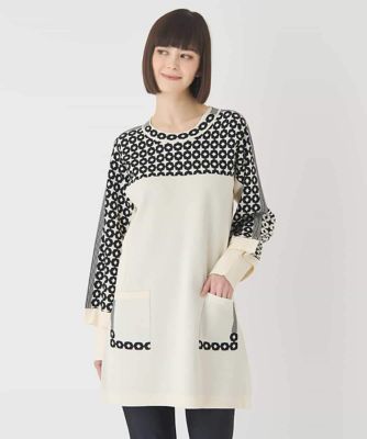 ジャカード×インターシャ幾何柄チュニック | HIROKO BIS (Women