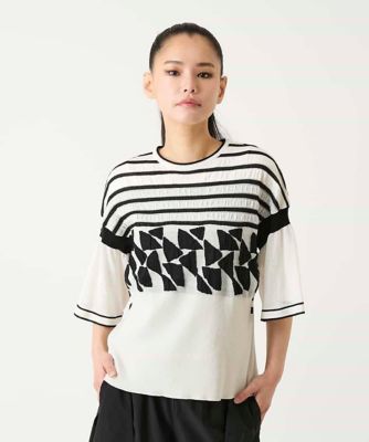 ＜HIROKO BIS (Women)＞フクレジャカードデザインニットプルオーバー　／洗える