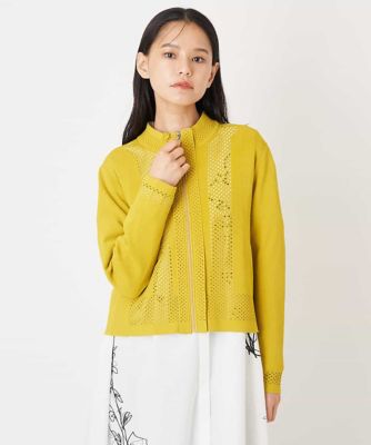 ＜HIROKO BIS (Women)＞【洗える】アイレットニットカーディガン