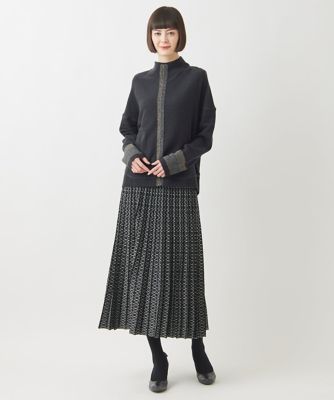 幾何学ジャカードニットプリーツスカート