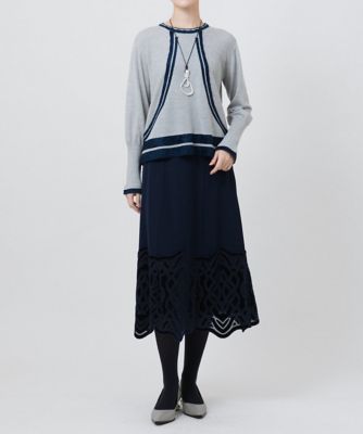 【洗える】ベロア刺繍レースフレアスカート