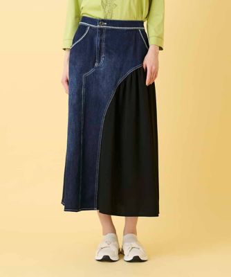 HIROKO BIS (Women)/ヒロコビス 異素材ジョイントリメイク風デニムスカート