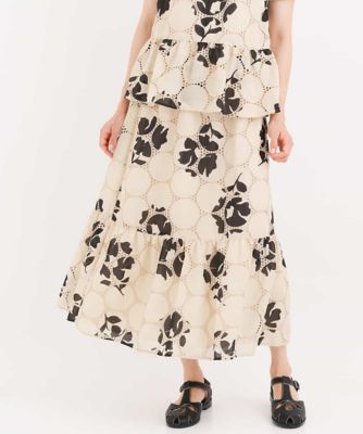 ＜HIROKO BIS (Women)＞【洗える】サークル刺繍フラワープリントスカート