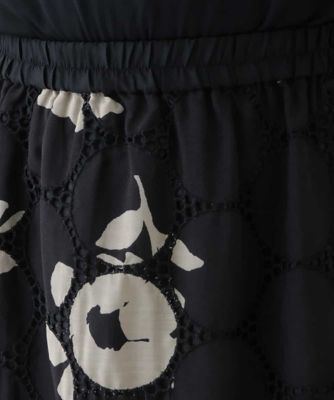 【洗える】サークル刺繍フラワープリントスカート