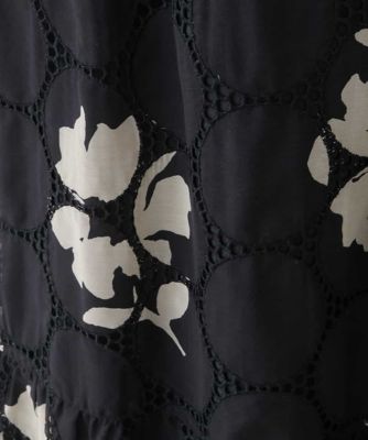 【洗える】サークル刺繍フラワープリントスカート