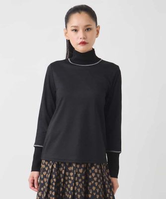 HIROKO BIS (Women)/ヒロコビス 配色アクセントハイネックインナープルオーバー /洗える 94ブラック トップス【三越伊勢丹/公式】