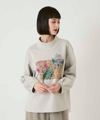 ＜HIROKO BIS (Women)＞幾何アートフラワーボンディングプルオーバー　／洗える