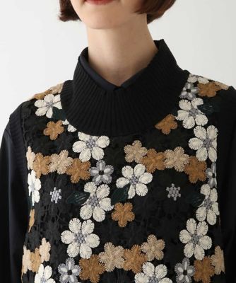 洗える】ニットジョイントフラワーレースベスト | HIROKO BIS