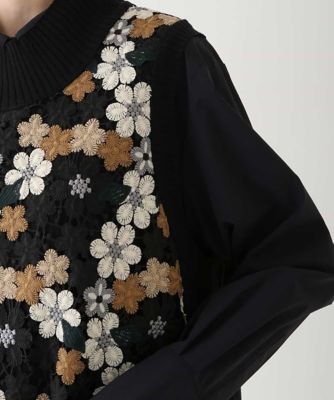 良品 HIROKO BIS ヒロコビス　レースブラウス　総柄　シアーニット　9 良品 HIROKO BIS ヒロコビス レースブラウス 総柄 シアーニット