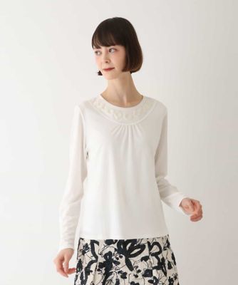 ＜HIROKO BIS (Women)＞【洗える】ネックコンシャスデザインカットソー