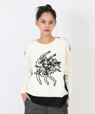 【洗える】モヘヤ刺繍デザインプルオーバー