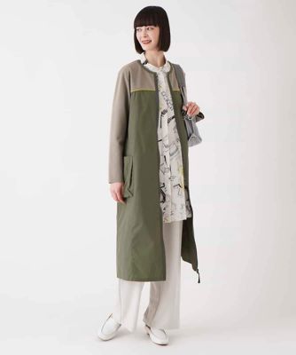 ジョイント配色ジップアップワンピース　／洗える