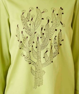 サボテン刺繍コットンTシャツ ／洗える | HIROKO BIS (Women