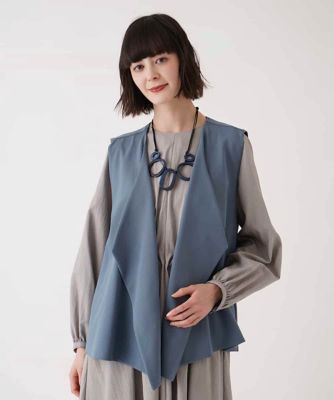 【SALE】HIROKO BIS (Women)/ヒロコビス フロントドレープジャージージレ /洗濯機で洗える ブルー55 トップス【三越伊勢丹/公式】