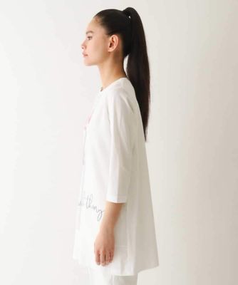 未使用　ヒロコビス　パッチワーク　チュニック　XL　大きいサイズ　ホワイト セール】 【大きいサイズ】プリモーディアルニットチュニック