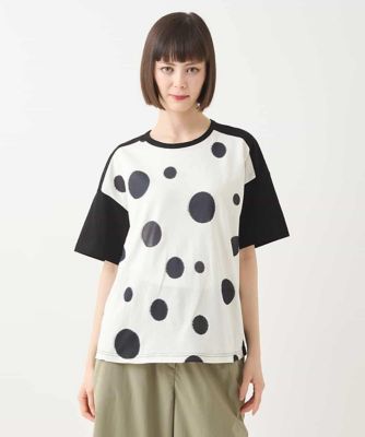 ＜HIROKO BIS (Women)＞モノトーンジャカードデザインカットソー　／洗える