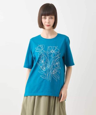 ステッチ刺繍デザインＴシャツ　／洗える