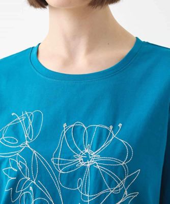 ステッチ刺繍デザインＴシャツ　／洗える