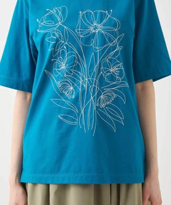 ステッチ刺繍デザインＴシャツ　／洗える