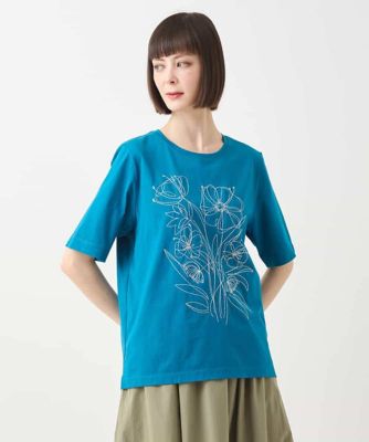 ステッチ刺繍デザインＴシャツ　／洗える
