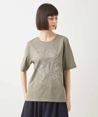 ステッチ刺繍デザインＴシャツ　／洗える