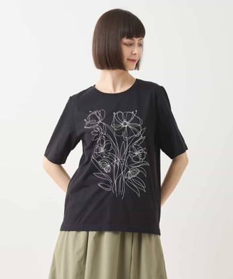 ステッチ刺繍デザインＴシャツ　／洗える