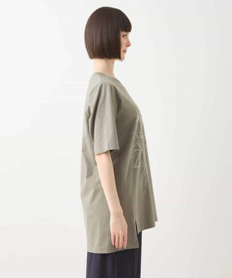 ステッチ刺繍デザインチュニックＴシャツ　／洗える