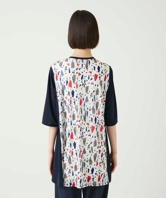 【ヒロコビス】HIROKO BIS✨美品✨半袖薄手シャツ　ヘリンボーン柄 大きい 幾何柄デザインチュニック | HIROKO BIS (Women)/ヒロコビス | 三越