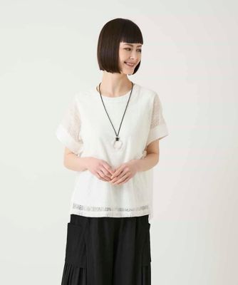 HIROKO BIS HIROKO KOSHINO カットソー レース リボン HIROKO BIS - HIROKO BIS HIROKO KOSHINO カットソー レース リボンの
