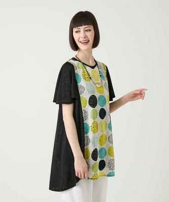 ドットプリントケープスリーブチュニック ／洗濯機で洗える | HIROKO