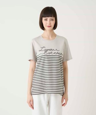 ラメロゴ刺繍ボーダーPtカットソー ／洗える | HIROKO BIS (Women