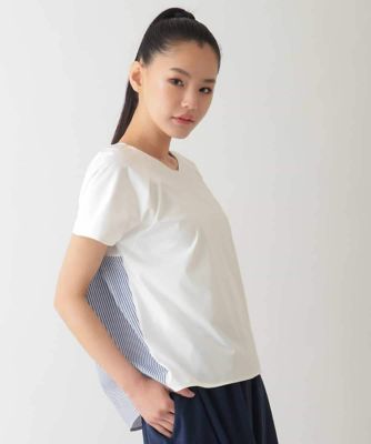 ＜HIROKO BIS (Women)＞【ＵＶ／遮熱性／接触冷感】バックジョイントフレンチスリーブカットソー　／洗濯機で洗える