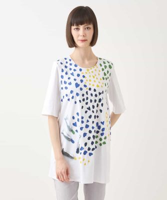 ＜HIROKO BIS (Women)＞Ｈａｐｐｙ　Ｄｏｔｓ　配色プリントＡラインチュニック