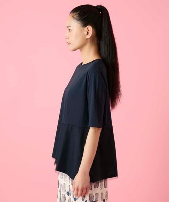 チュールジョイントアシンメトリーヘムカットソー ／洗える | HIROKO