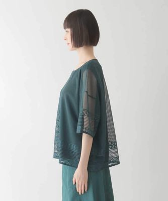 ラッセルメッシュデザインカットソー　／洗濯機で洗える