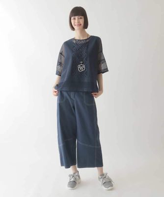 ラッセルメッシュデザインカットソー　／洗濯機で洗える