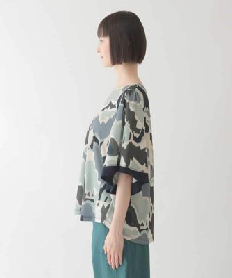 迷彩フラワーフレアスリーブカットソー　／洗濯機で洗える