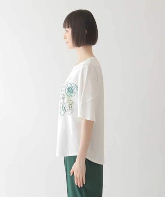 【接触冷感】フラワープリントコットンカットソー　／洗える