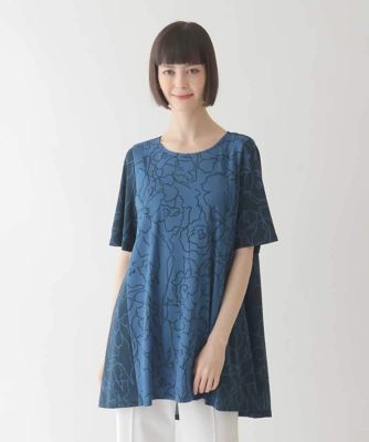 ＜HIROKO BIS (Women)＞カトレア柄バイカラーデザインチュニック　／洗える