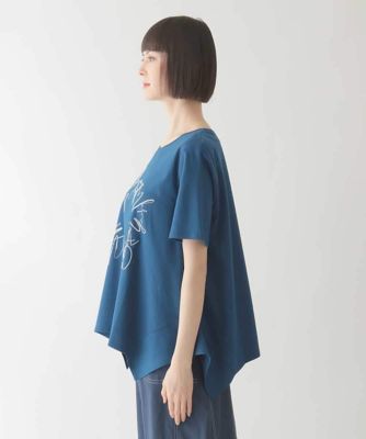【接触冷感】ブレード刺繍デザインヘムカットソー　／洗える