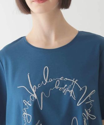 【接触冷感】ブレード刺繍デザインヘムカットソー　／洗える